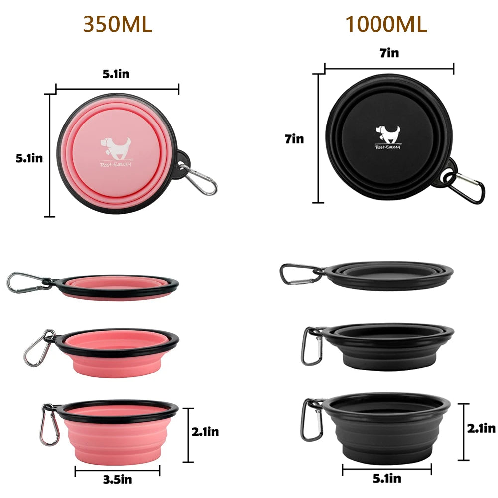 Collapsible Pet Silicone Dog Bowl, Pet Bowl Dishes with Carabiner Pet Products