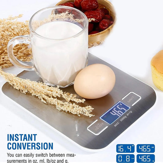 Rechargeable Electronic Scale, Stainless Steel.