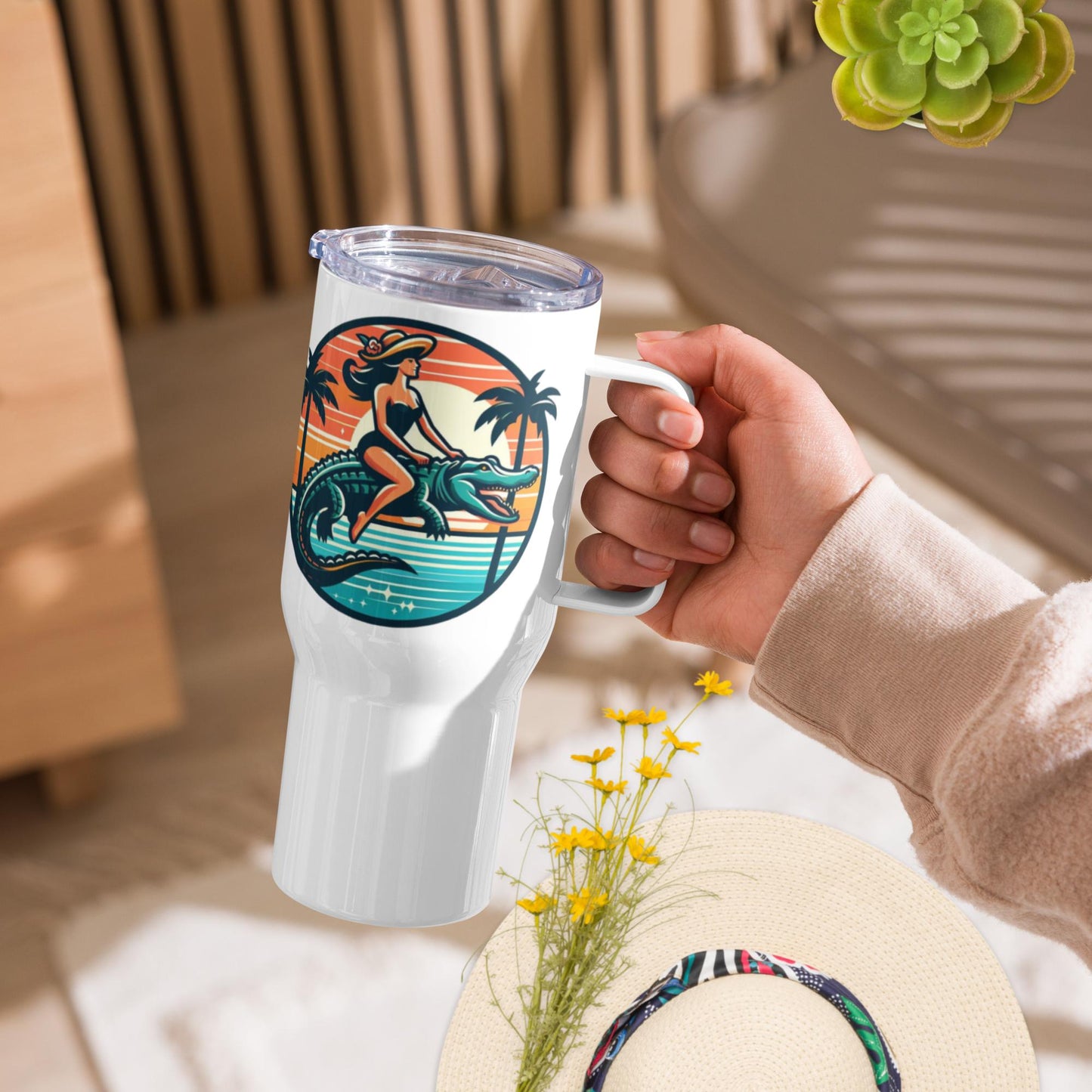 Gator Glamour Travel Mug with a Handle